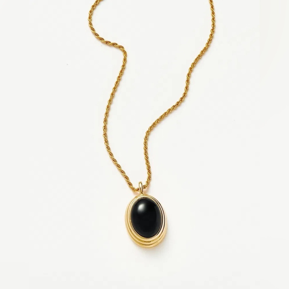 Missoma Savi Ridge Black Onyx Pendant Necklace Gold Vermeil NWOT Discontinued